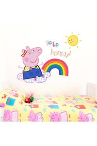 MyHappyPlace Peppa Gökkuşağı Bebek Ve Çocuk Odası Dekoratif Duvar Çıkartması Sticker