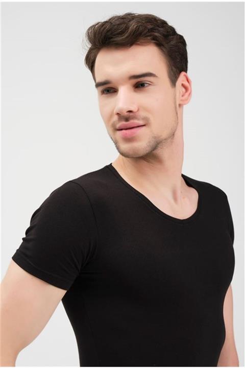 BAYKAR Erkek Geniş Yaka Fanila 3'lü Set 1019 Siyah