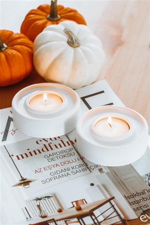 DRY WOOD Evion Circle Beton 2'li Tealight Mumluk Beı318crcl798