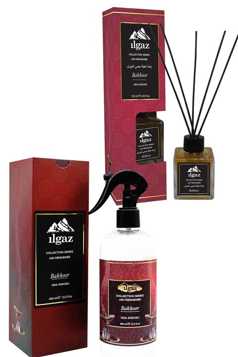 ILGAZ 2'li Kalıcı Oda Kokusu Bakhoor Gül Bambu Çubuklu Oda Parfümü 120 Ml + Gül Oda Spreyi 400 Ml