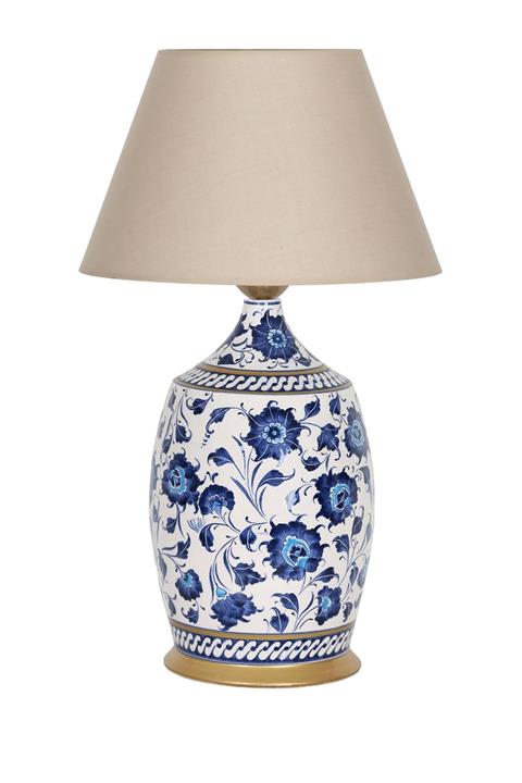 Vinner Blue Blanc Series Kthy01 Handmade Özel Tasarım Seramik Abajur - Krem