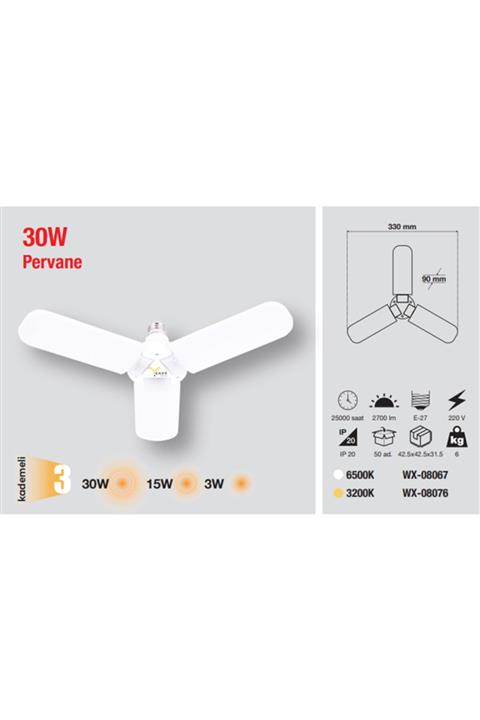 VENON Güven Avize Led Ampul Pervane Kademeli 30w 15w 3w 220v - Ip