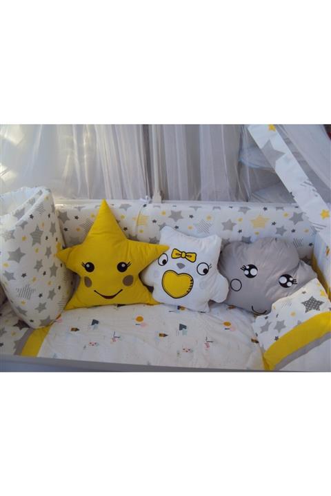 Aras Bebe Unisex Bebek Sarı Uyku Seti Ve Cibinlik