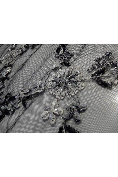 TENDANS TEKSTİL Boncuk Işlemeli Dantel Kumaş