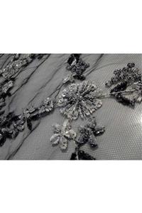TENDANS TEKSTİL Boncuk Işlemeli Dantel Kumaş