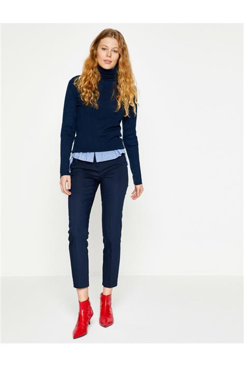 Koton Kadın Mavi Dar Paça Pantolon 8YAK43713EW