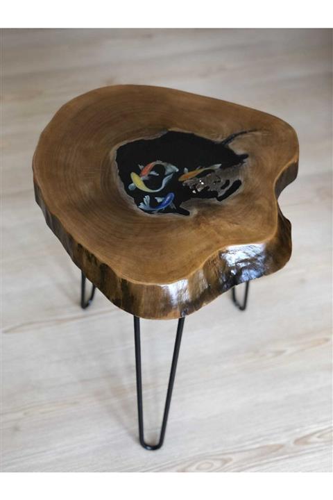 Palet Sanat 3d 4 Lü Japon Balığı Epoksi Sehpa