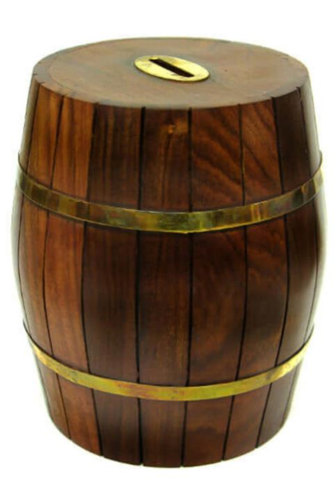 moryconcept Kumbara Fıçı Ahşap 18 X 14 Cm