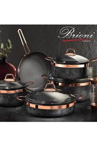 Brioni Royal Stone 9 Parça Antrasit&bakır Taş Granit Tencere Seti