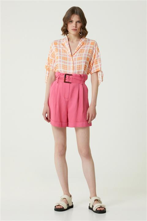 Network Kadın Regular Fit Pembe Yüksek Bel Şort 1079139