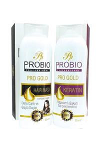 PROBIO Pro Gold Seri Saç Maskesi + Şekillendirici Keratın 525+525 ml