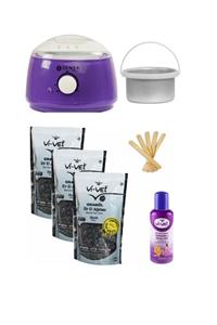 Vivet Ağda Makinesi Mor 800 Alfa+ek Hazne+vivet Siyah 3x250ml Boncuk Ağda+5 Spatula+vivet 125ml Yağ