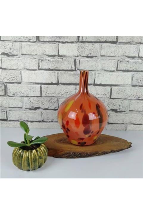 Arkeon Home Üfleme Cam Turuncu Tombak Vazo