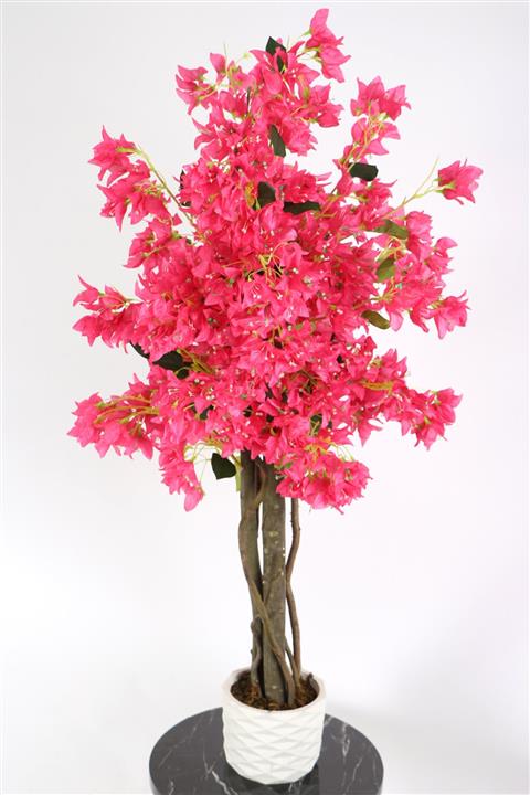 Yapay Çiçek Deposu Yapay Begonvil Ağacı 105 Cm Beton Saksılı Fuşya