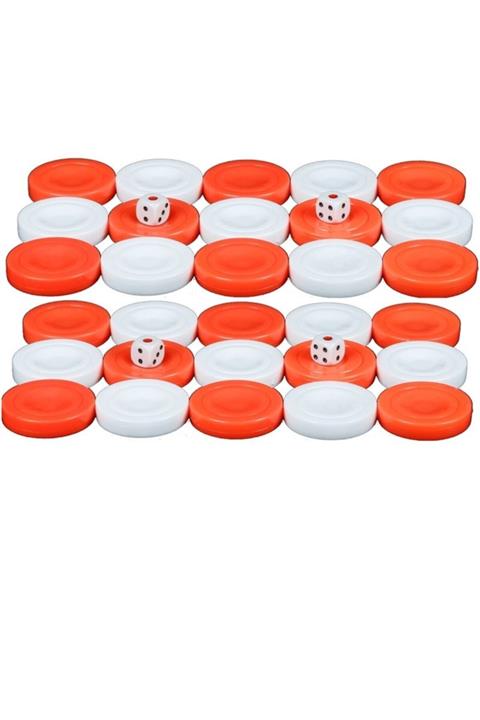 Miajima Turuncu Beyaz Büyük Boy Tavla Pulu