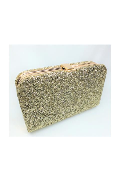 Abiye Butik Çanta Gold Rengi  Volv Abiye Çanta