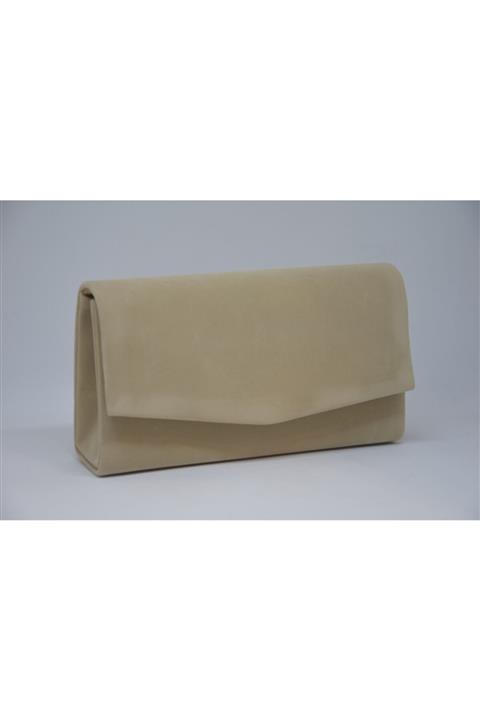 Mer Çanta Bej Süet Abiye Çanta