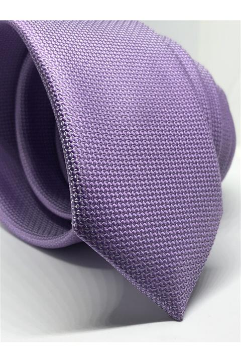 Kravat Gezegeni Lila Renk Slim Fit Oxford Kuş Gözü Desen Kravat