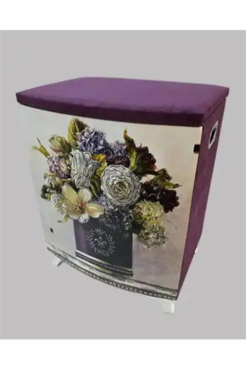 Şeker Portakalım Kadife Çamaşır Sepeti Mor