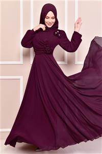 ModaMerve Şifon Abiye Bordo Tkn3456