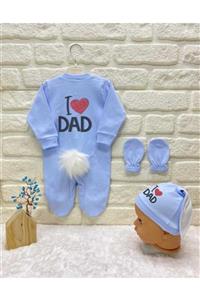 BY TUNA DESİGN I Dad Yazılı Tavsanlı Tulum Set Baskılı