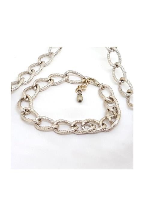 3 Çınar Starlight White Gold Halka Gözlük Zinciri & Bileklik Set