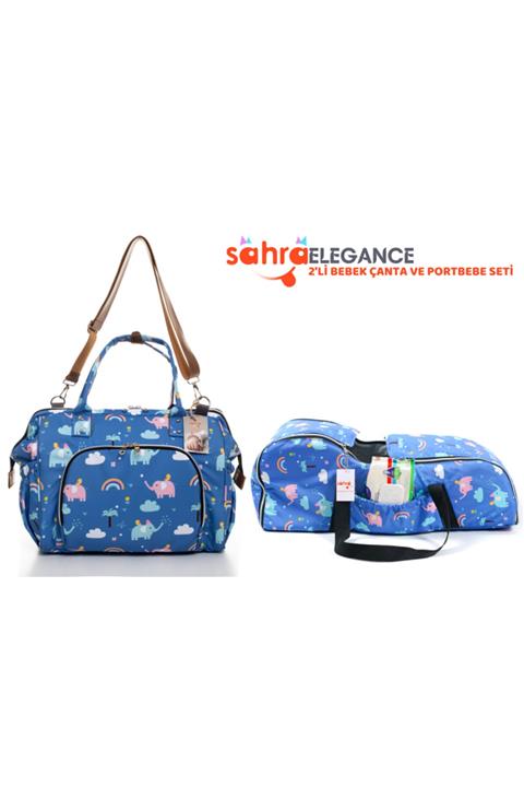 Sahra Elegance Bebek Taşıma Seti- Leke Tutmaz Su Geçirmez Portbebe Ve Bebek Bakım Omuz Çantası Seti