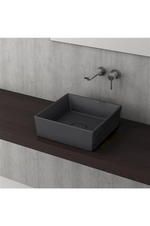 Bocchi Vessel Kare Lavabo 38x38 Cm - Mat Antrasit