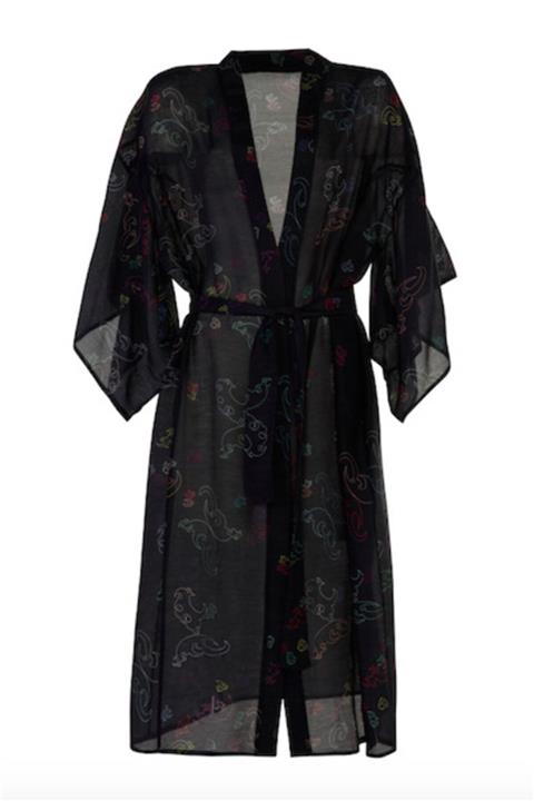 iodes Kadın Siyah Uzun Kimono