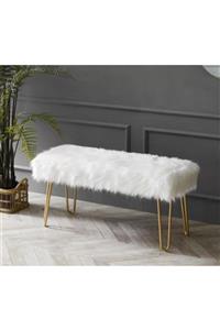 ZETA HOME Beyaz Peluş Bench