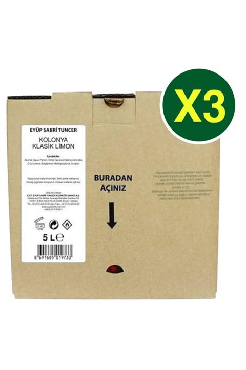 Eyüp Sabri Tuncer Klasik Limon Kolonyası 5 Lt - Bag In Box * 3 Adet
