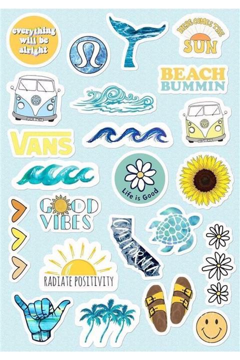 ZobarMarkt Mavi Temalı Defter Ajanda Planner Laptop Sticker Seti, 2 Set