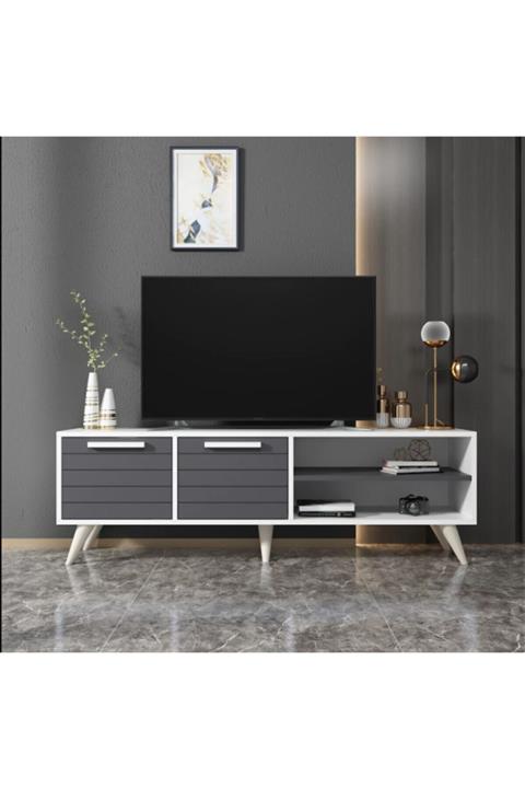 zerkaconcept Golf Konsol Tv Sehpası Beyaz Antrasit