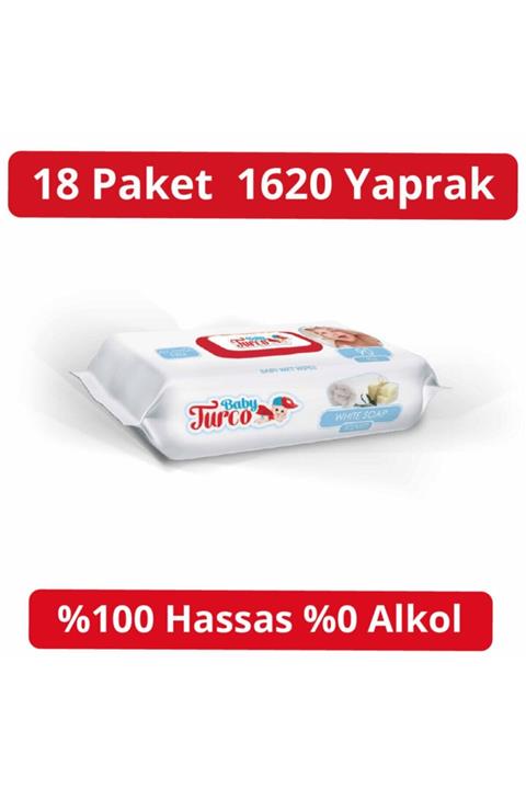 Baby Turco Beyaz Sabun Kokulu Islak Havlu (18*90) 1620 Yaprak
