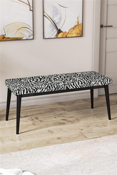 Canisa Concept Pera Bench , Geniş Oturma Alanlı , 1. Sınıf Kumaş , Zebra Desen Bench , Siyah Gürgen Ayak