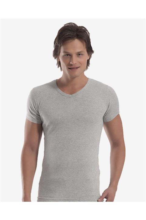 Öztaş Erkek Gri Melanj Ribana Yarımkol V Yaka 1062-a 3 Lü
