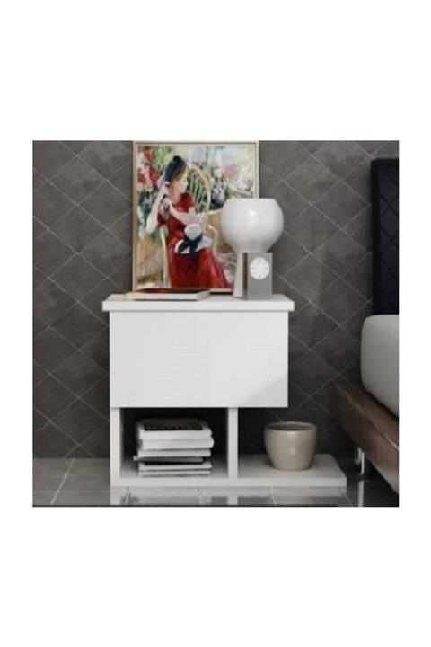 BMdekor Komodin Yasso Tek Çekmece Beyaz