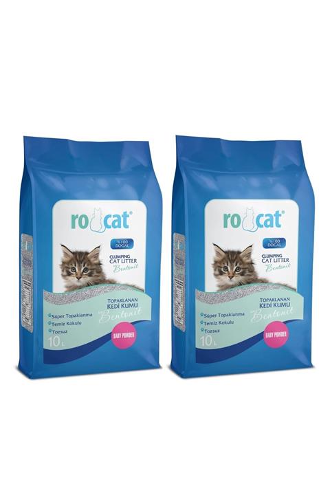 Rocat - 2x10 Lt - Bebek Pudrası Kokulu Kedi Kumu