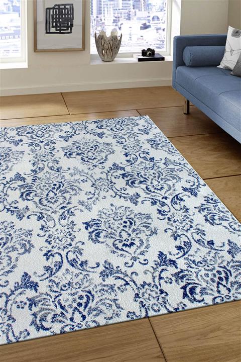 Saray Halı Luna Ozd035 Bn1 Lacivert/beyaz 80x350 Cm Kesme Yolluk Halı