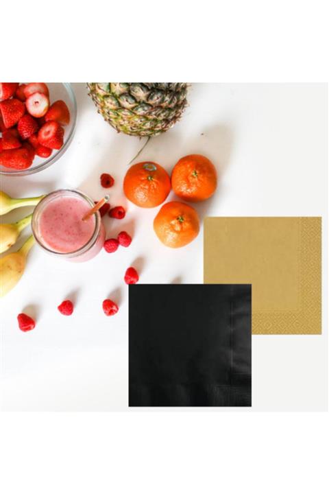 partisüs Altın Siyah Düz Renk Peçete 2 Li Paket