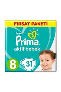 Prima Unisex Bebek Bezi Aktif Bebek 8 Beden 31 Adet