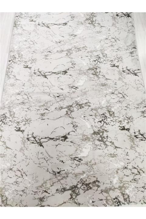 Panda Gri Mermer Desenli Kaymaz Taban Yolluk