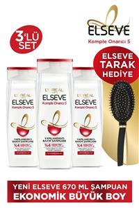 ELSEVE Komple Onarıcı 5 Yapılandırıcı Bakım Şampuanı 670 ml 3'lü Avantajlı Set Tarak