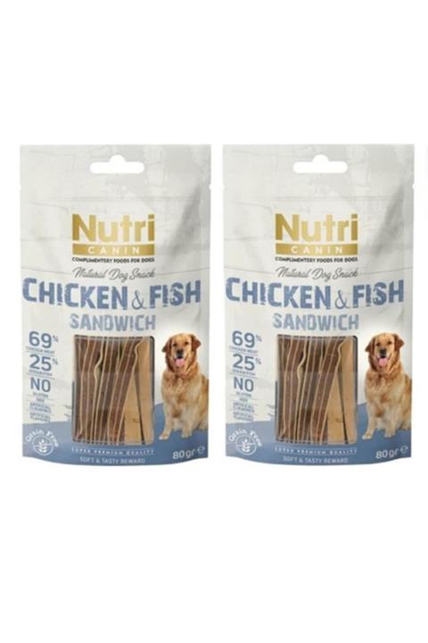 Nutri Canin 2 Adet Chicken/fish Sandwich Tavuk Ve Balık Etli Tahılsız Köpek Ödülü 2 X 80 Gr