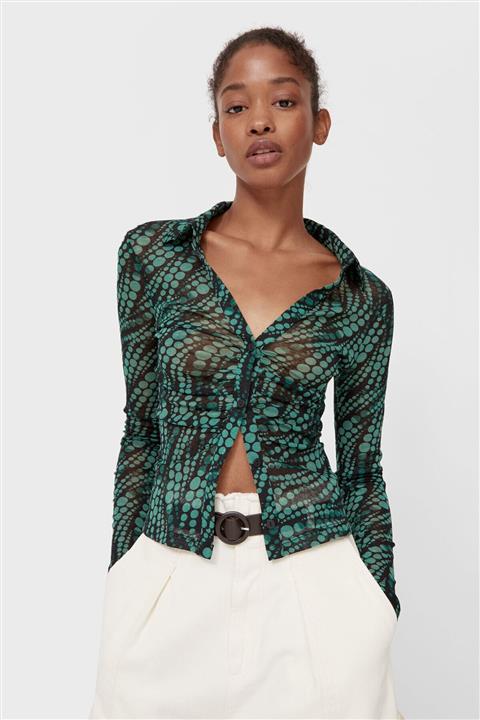 Stradivarius Büzgülü Desenli Gömlek