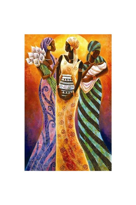 LİLYHOBBYLAND Sayılarla Boyama 70x90 cm çerçeveli Ve Büyük Boy Tuval Afrika Kadınları