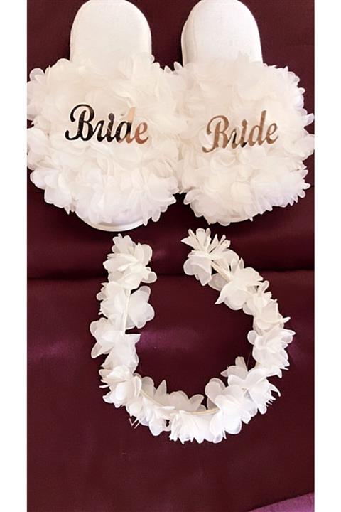 Hüner aksesuar Kadın Beyaz Bride Taç Terlik