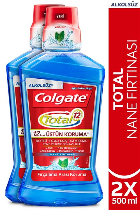 Colgate Total Nane Fırtınası Plağa Karşı Tam Koruma Ağız Bakım Suyu 500 Ml X 2 Adet