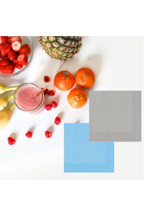 partisüs Gümüş Mavi Düz Renk Peçete 2 Li Paket