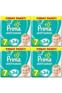 Prima Fırsat Paketi 7 Numara 15+ Kg 34 X 4=136 Adet Bebek Bezi